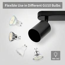 CANMEIJIA GU10嵌入式吸顶灯，黑色，双头，带/不带灯泡，铝制材质，适用于商店/书房/卧室/客厅/咖啡厅/展览馆/画廊/博物馆/走廊/门廊，可根据需要选择尺寸 - 吸頂射燈GU10燈座 - 查看 5