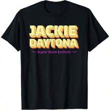 Camiseta de diseño retro de barman humano regular Jackie - Negro - Ver 7