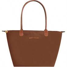 Waterproof Nylon Tote Bag Women Lightweight Designer Handbag With Zipper Stylish And Durable Purse - 中等 + 栗色 - 查看 1