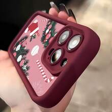 Estuche para teléfono con coronas y adornos navideños adecuado para teléfonos   17  16 Pro Max  15 Pro Max  13 y  12 Hecho de material de TPU que brinda protección contra golpes y caídas Es una excelente opción para regalos navideños para familiares, amigos y seres queridos. - Rojo - Ver 5