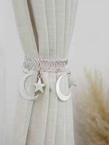 1个复古简约星月金属弹簧窗帘夹/绑带，适用于客厅、卧室、书房、家居窗帘装饰、斋月、母亲节、乔迁之喜礼物及派对礼品 - 彩色 - 查看 10