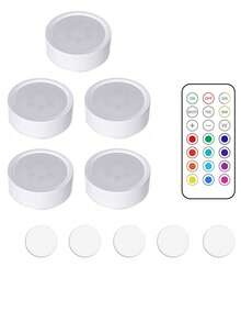 无线遥控LED橱柜灯单颗LED橱柜灯多彩氛围节日灯LED压柜橱柜调光小夜灯走廊衣柜装饰灯