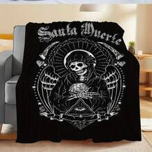1pc Santa Muerte Print Plush Blanket, Halloween Holiday Gift Throw For Sofa, Bed, Office Naps, Outdoor Travel & Camping – Extra Large Soft And Cozy Oversized Blanket-280gsm - 彩色 - 查看 6