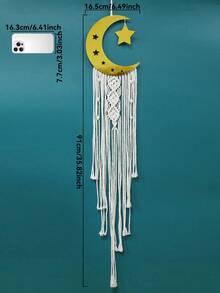 1 pezzo/2 pezzi Appendiabiti da parete intrecciato a forma di luna e stelle, decorazione da parete in macramè bohémien con lunghi nappine, elegante opera d'arte da parete per la casa, sfondo per feste e festival, creatore di atmosfera zen, pendente da parete per camera da letto, soggiorno e ingresso in stile fattoria, decorazione per vacanze, regalo di arredamento per la casa - Multicolore - Visualizzare 12