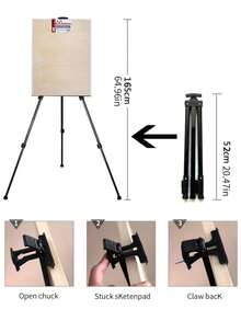 1pc Black Folding Metal Iron Art Easel, Iron Crafts Display Stand, Triangular Easel Painting Board Holder - Black - View 2