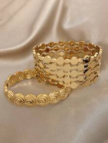 Brazalete ancho geométrico grueso para mujer, brazalete ancho minimalista, brazalete de acero inoxidable para regalos de set de joyería de fiesta de Navidad