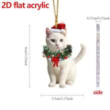 Cistmas Cat Ornaments Cute Acrylic Animal Pendant for Holiday Tree Decoration with Eye Catching Festive Style Ornament Set for Home Fireplace Farmhouse  Workplace Family Seasonal Decor - D - Ver 5