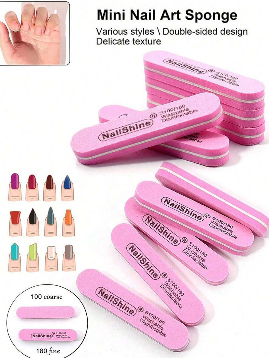 5/10pcs 100/180 Grit Nail Files, Manicure Supplies, Nail Care Tools, Back To School Nail Care Tools - Multicolor - View 1