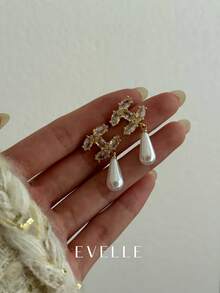 Hoa tai đồng mạ vàng 18K thanh lịch và dễ thương, thích hợp đeo hàng ngày và đi tiệc - Vàng - Xem 3