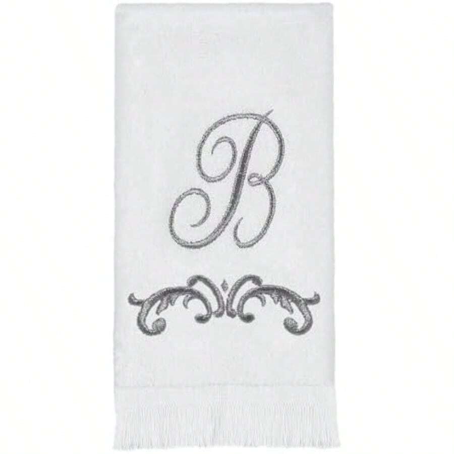 Avanti Linens - Toalla de Punta de los edos, Toalla de algodón Suave y Absorbente, diseño de esplazamiento, decoración de Estilo cursivo (colección de monogramas, Inicial )(B Punta de los dedos) - Multicolor - Ver 1