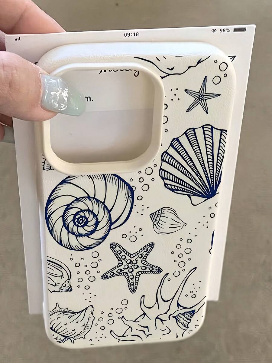 1 chiếc ốp lưng điện thoại TPU chống sốc màu trắng cổ điển họa tiết sao biển sọc xanh dương tối giản, bao phủ toàn màn hình, tương thích với Apple 17, 16, 15, 14, 13, 12, 11 Pro Max, Air và Series - Nhiều màu - Xem 1