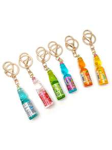 Simulation Japanese Marbles Bobble Soda Key Chain Cute Creative Miniature Soda Drink Charm Mini Dollhouse Ornaments Keychain Accessories Gold Keychain Bag Charm Purse Charm Keyring - Multicolor - View 1