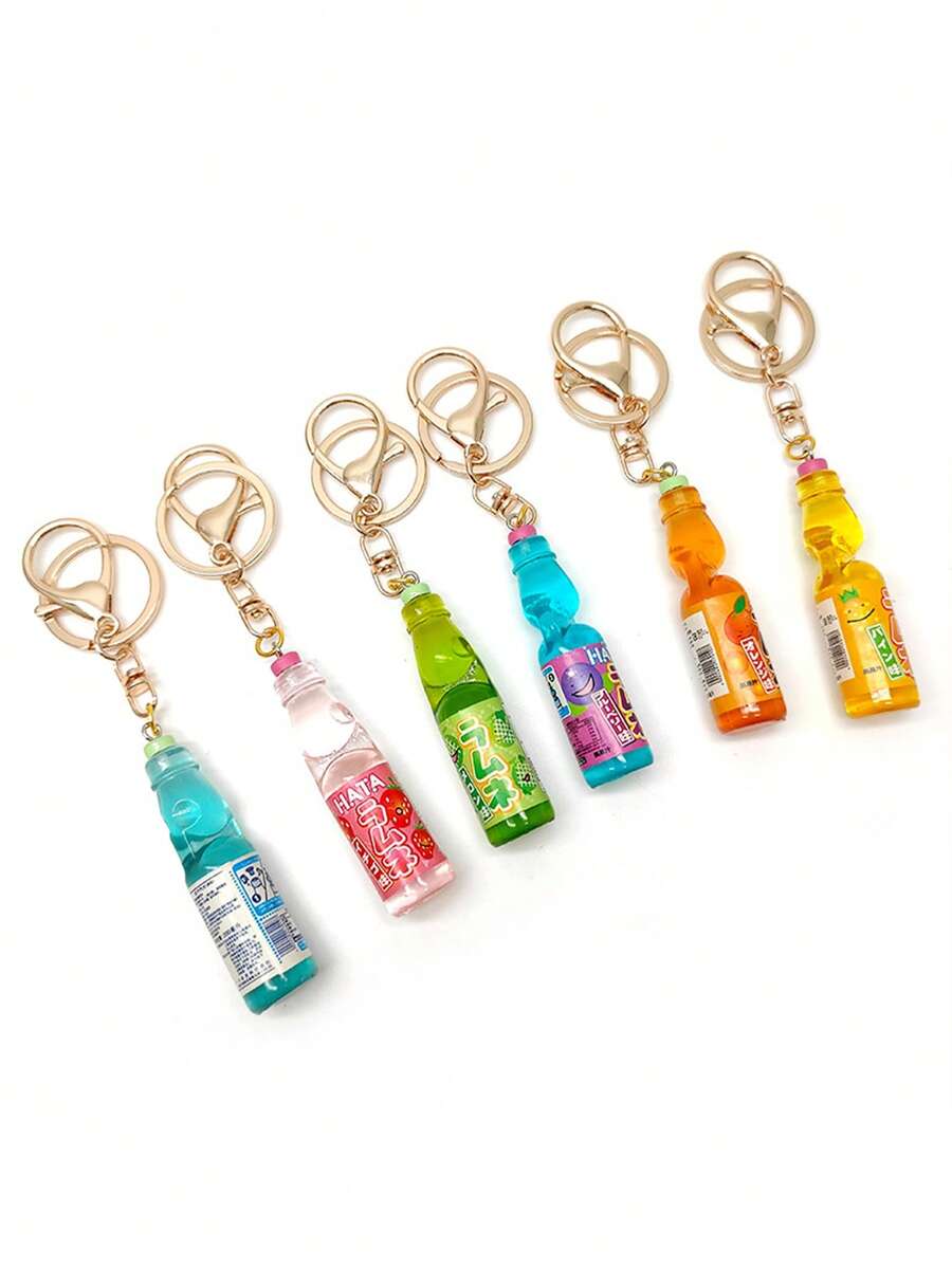 Simulation Japanese Marbles Bobble Soda Key Chain Cute Creative Miniature Soda Drink Charm Mini Dollhouse Ornaments Keychain Accessories Gold Keychain Bag Charm Purse Charm Keyring - Multicolor - View 1