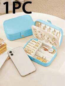 1pc Jewelry Box With 2 Layers, Large Capacity Jewelry Storage Box, Jewelry Display Tray For Necklace, Earrings, Rings, White Simple Compartment Jewelry Showcase, Dust-Proof And Anti-Oxidation, Minimalist Portable Jewelry Case, Travel Jewelry Organizer, Small Earring Ring Jewelry Box, Suitable For Earrings, Necklaces, Rings, Compact, Spacious, With Clasp, Lipstick, Watch, Women Gift, Girlfriend Gift, Christmas Gift, Halloween Gift, New Year Gift