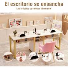 Escritorio Minimalista Para Salón De Uñas Con 3 Cajóns 160cm - Multicolor - Ver 4