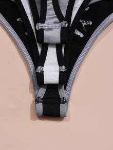 3pcs Women's Multicolor Cute Cat Face Low Waist Thong Panties - Multicolor - View 4