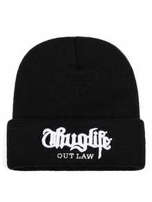 2025 Noua pălărie personalizată tricotată la modă Riot brodat culoare blocată pălărie de fasole stradă creativă hip hop pălărie în aer liber zilnic naveta pălărie decorativă toamna și iarna sport de agrement rezistent la vânt pălărie caldă unisex fără margini pălărie bărbați cap de iarnă