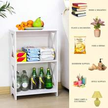 Mesa Auxiliar de 3 Niveles, Pequeño Mesa de Noche de Organización con Estante, Mesa Auxiliar Moderna, Pequeña con Estante de Almacenamiento - 1 - Ver 4