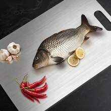 Titanium Alloy Cutting Board, Titanium Alloy Kitchen Cutting Board, 304 Stainless Steel Cutting Board, Suitable For Meat, Fruits And Vegetables - Silver - View 5