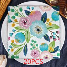 IOOJA 20/50/100 lembar Serbet Pesta Sekali Pakai 2 Lapis Ukuran Terbuka 33*33cm Motif Bunga, Cocok untuk Pesta Bertema, Penting untuk Acara Perusahaan, dan Pertemuan Bersama Teman - MultiWarna - View 10