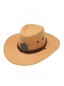 1pc Unisex Detachable Badge Western Cowboy Hat, Wide Brim Panama Hat, Suitable For Western Themed Events, Parties, Engagements, Cosplay, Graduations, Masquerades, Festivals, Weddings, Birthdays, Music Festivals, Everyday Wear - Top Hat - View 19