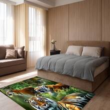 1pc Tiger Green Artistic Pattern Carpet Doormat, Non-Slip Floor Mat, Living Room Decor Rug