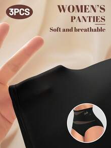 MEIYATING 3条装高腰塑形女士内裤，透气网眼交叉收腹无缝三角裤，瘦身提臀 - 彩色 - 查看 5