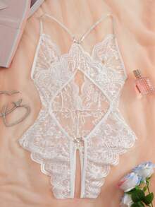 Ren Mở đáy Nội y sexy Áo liền quần chặt , Đàn hồi , Sự cám dỗ , Đúng mốt Và Cá nhân hóa - trắng - Xem 9