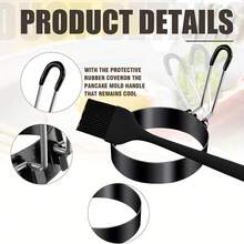 2pcs (1pc Stainless Steel Egg Rings With Silicone Handle+1pc Silicone Oil Brush) - Non-Stick Round Egg Molds For Breakfast & Pancakes - Home & Commercial Kitchen Cooking Tools - 430 Stainless Easy Clean Egg Cooker Moulds - Black - View 2