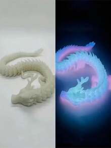 مجموعة غامضة: نموذج تنين قوس يضيء في الظلام - تقنية الطباعة ثلاثية الأبعاد، تصميم تنين مدمج، مناسب لديكور المنزل، هدايا رأس السنة، إلخ. (تنين واحد بدون شوارب) - متعدد الألوان - مشاهدة 4