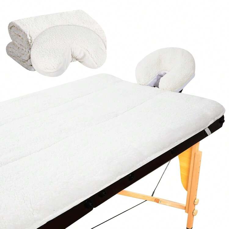 Housse de table de massage ultra douce avec sangles élastiques, utilisation professionnelle pour le massage, la beauté, les soins du visage et l'épilation. Tapis de lit de spa en polaire chaude, convient aux tables de massage de 28 à 32 pouces, confortable et agréable pour la peau, adapté pour le salon et l'usage domestique - Blanc - Voir 7