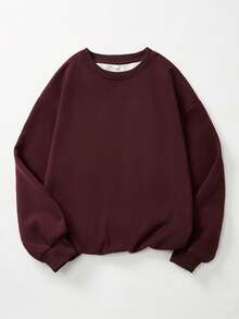 Áo nỉ nam dày dặn, chất liệu cotton, dáng rộng, vai rớt, cổ tròn, ấm áp, thoải mái, đa năng, thích hợp mặc hàng ngày. - Màu Đỏ Sâu - Xem 5