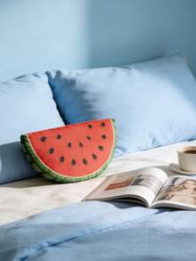 Watermelon Slice-Shaped Pillow -Fruit Shape, Soft Cozy Fabric, Playful Summer Home Decor, Cute Gift For Kitchen/Lounge Accent - Red - View 4