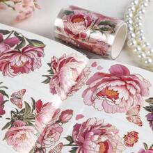 Journaling Scrapbook PET Tapes - Floral Scrapbooking Junk Journal Supplies, Flower Decorative Tapes Art Crafts, Aesthetic Washi Tapes Scrapbooking Supplies, Floral Journaling Tapes - 粉紅色牡丹 - 查看 7