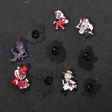 1件 Hazbin 卡通动漫酒店翻领珐琅徽章天使恶魔龙胸针人偶金属吊坠粉丝徽章包包配件礼物 - 彩色 - 查看 5