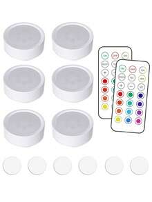 无线遥控LED橱柜灯单颗LED橱柜灯多彩氛围节日灯LED压柜橱柜调光小夜灯走廊衣柜装饰灯