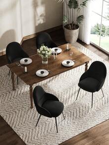 Goeurvant Elegant Curved-Back Upholstered Dining Chairs With Armrests And Metal Legs For Dining Room, Living Room, Office - Set Of 2 / Set Of 4 / Set Of 6 - Black - Black - View 3