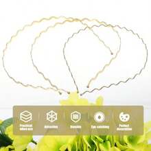 PZW-Lurrose Diadema Ondulada De Metal 3 Piezas De Diadema Fina Dorada Vintage Diademas Finas Metal Para Mujeres Y Niñas3928 - Dorado - Ver 4