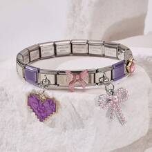 1pc Personalized Multi-Element Stainless Steel Detachable Bracelet, Letter/Heart/Planet/Bow Decor, Multi-Color Fashionable Versatile Bracelet - Multicolor - View 9