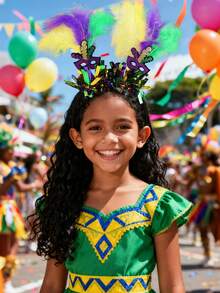 1件装狂欢节羽毛头箍，适合女孩 - 闪光面具/小丑帽/鸢尾花头箍，彩色金属丝发饰，节日紫色/绿色/黄色派对发饰，嘉年华日发饰 - 彩色 - 查看 2