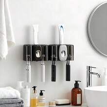 Combined Toothbrush Cup Holder - Wall Mount Organizer With Drainage, Hygienic Drying Function, Space Efficient Bathroom Essential, Easy Clean Surface, Adhesive Installation System, Complete Bathroom Organization, Water Runoff Design - Nhiều màu - Xem 2