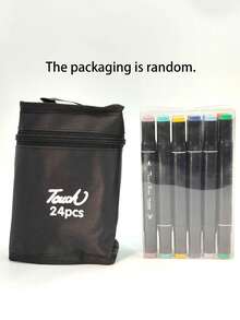 1set Color Artist Markers, Dual Tip Art Markers, Twin Tip Sketch Markers, Permanent Markers Stationery, Birthday Gifts, Party Gifts, Christmas Gifts, / Some Accessories, Colors, Text, Patterns, And Shapes Are Random - Multicolor - View 10