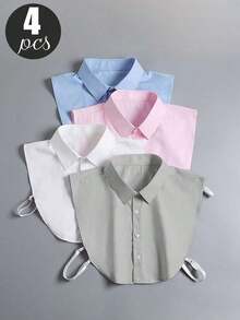 4 Pieces/3 Pieces/2 Pieces/1 Piece Multifunctional Professional Style Shirt, With Fake Collar, Square Collar, Pointed Collar And Fake Collar, Suitable For Pairing With Formal Clothing Or Low Collar Jackets. Size Rules, Suitable For Non Obese Body Types, Suitable For Wearing Under 180lbs, Fabric Made Of Soft Polyester Material. - Multicolor - View 8
