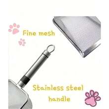 猫砂铲不锈钢网状铲长柄深铲不粘涂层金属猫砂铲，适用于猫砂盆和幼猫粪便清理，长柄深铲设计，轻松清理猫砂盆 - 宠物主人的理想之选