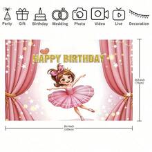 1 Princess Birthday Party Banner Background Cloth, Ballet Pink Curtain Theme Photography Backdrop, Happy Birthday Banner, Suitable For Cake Table Decoration, Home Garden And Living Room Decoration, Gift Matching, Home Wall Decoration, Birthday Party Decorations. - Multicolor - View 8