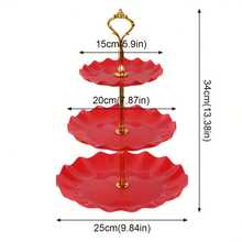 3pcs European-Style Three-Layer Cake Stand - Plastic Multi-Purpose Dessert Stand, Cupcake Storage & Fruit Plate, Perfect For Graduation Party Birthday Wedding/Christmas, Halloween, Thanksgiving, Valentine's Day. - 白色 - 查看 5