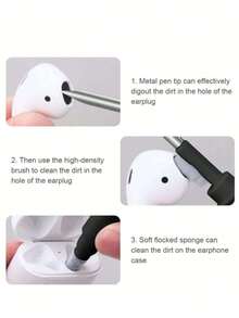 三合一无线耳机清洁套装，配备符合人体工学的手柄和软毛刷 - 兼容PC和笔记本电脑，旅行必备 - 便携式清洁工具，适用于厨房、浴室、家居等场所，包含多种家用清洁产品 - 黑色 - 查看 9