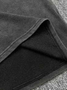 Oversized Distressed Black Sleeveless Tank Top, Loose Fit, Vintage Washed, Wide Shoulder Design, High Street Style For Summer - Black - View 8