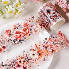 Sunflower PET Tape Journaling - Flower Junk Journal Scrapbooking Supplies, Floral PET Tape Journal Book Crafts Bottle Dcor - Roses - View 1