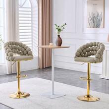 Barstools - Gray + Metal + Velvet + Metal - View 3